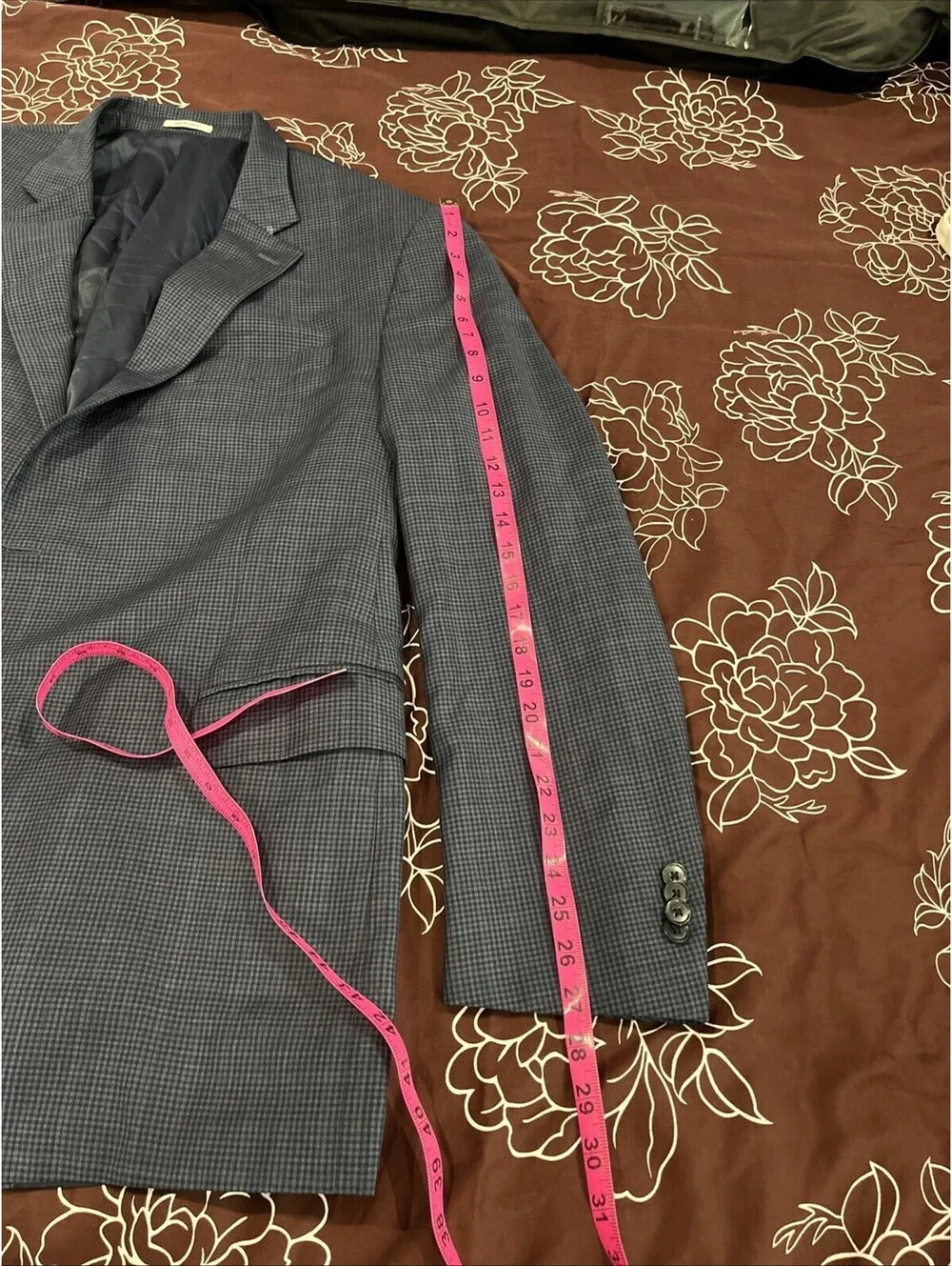 PETER MILLAR BLUE PATTERN MENS BLAZER 50TALL MADE IN CANADA VGC
